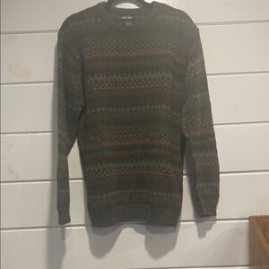 Cherokee Olive and Rust Patterned Crewneck Sweater